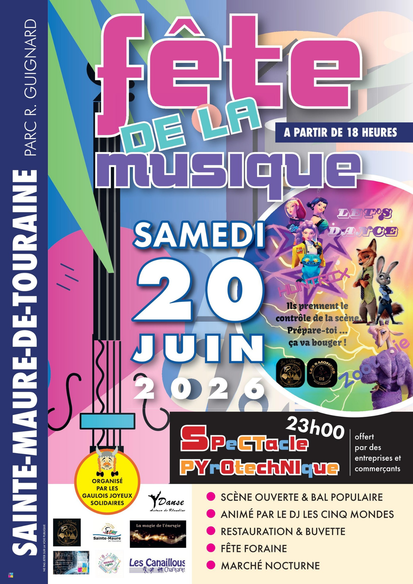 Fête de la Musique et marché nocturne, spectacle pyrotechnique